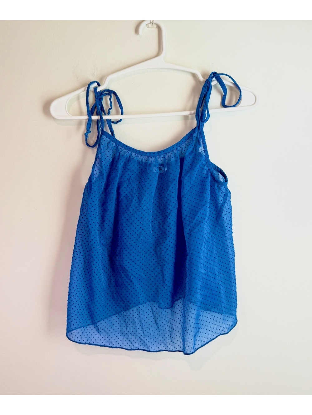 Aerie Blue Sheer Polka Dot Flowy Tank Top XS